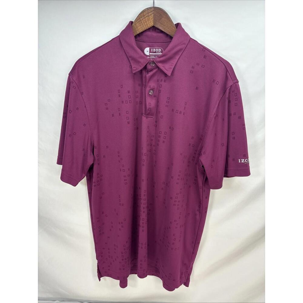 Izod XFG Mens SS Pullover Cool FX Golf Polo Shirt Purple Geometric M